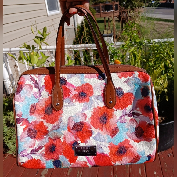 Lauren Ralph Lauren Handbags - Lauren Ralph Lauren Red and Blue Floral Satchel